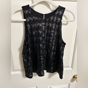 Aritzia Talula Women's Black Sequin Nylon Sleeveless Blouse Party Top Size Small